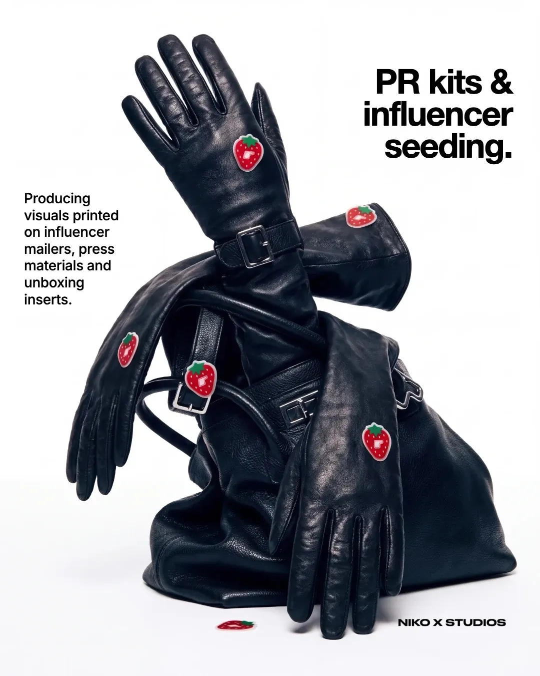 an AI-generated PR kit still life with the brand motif