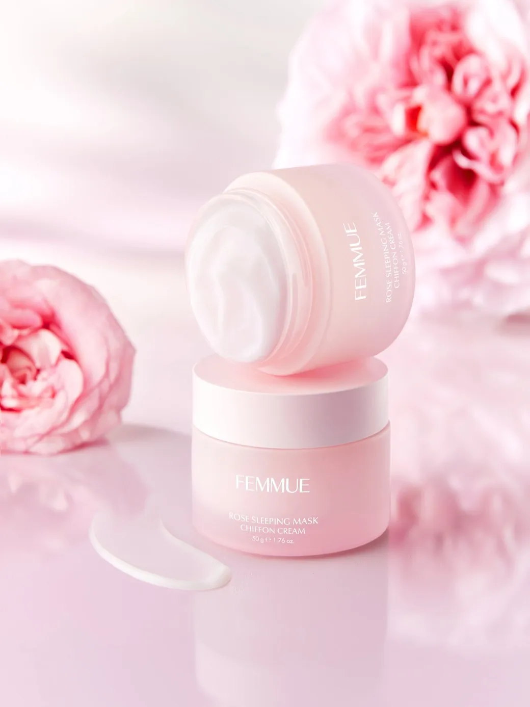FEMMUE rose and petal product concept, soft and textural.