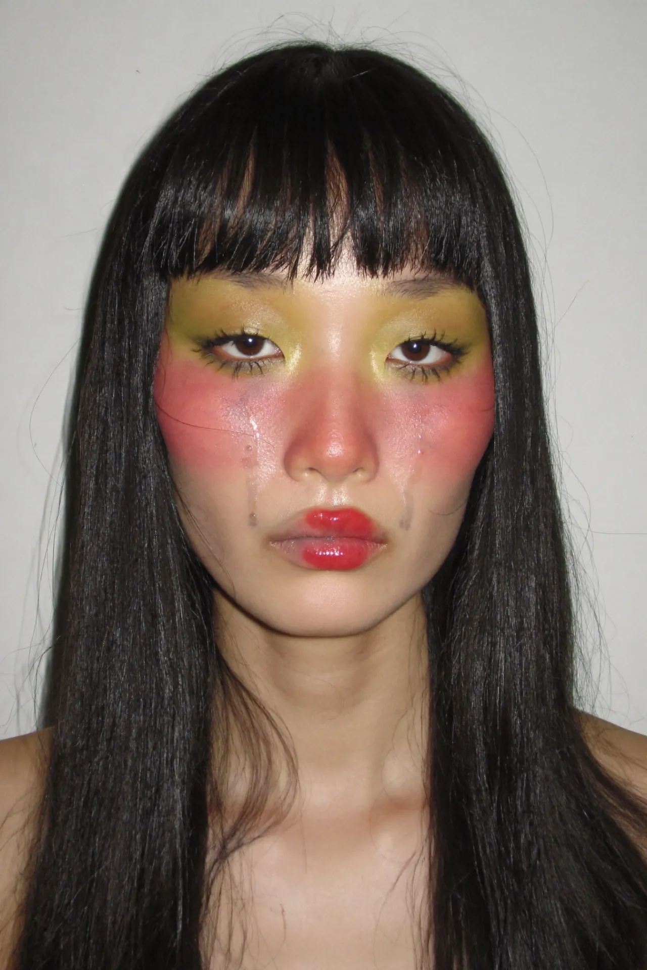 AI beauty image with blush over freckles and natural brows