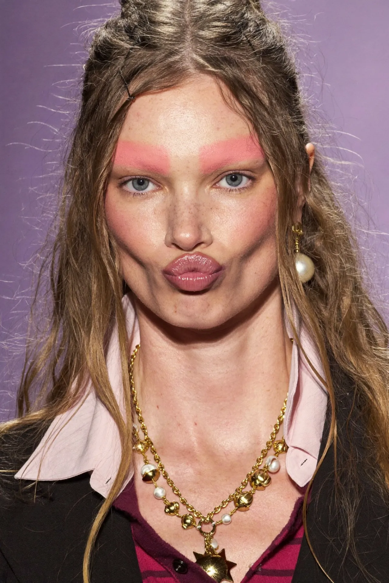AI editorial beauty image with pink eye makeup