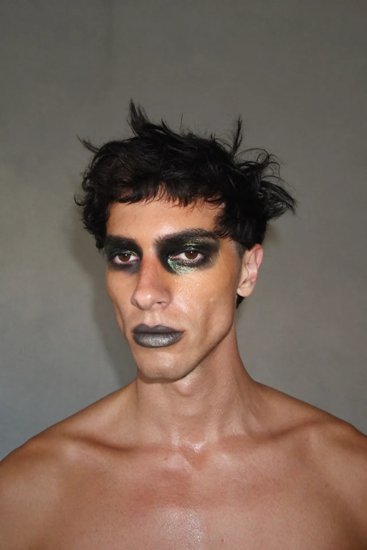 AI editorial beauty image with dark smoky makeup